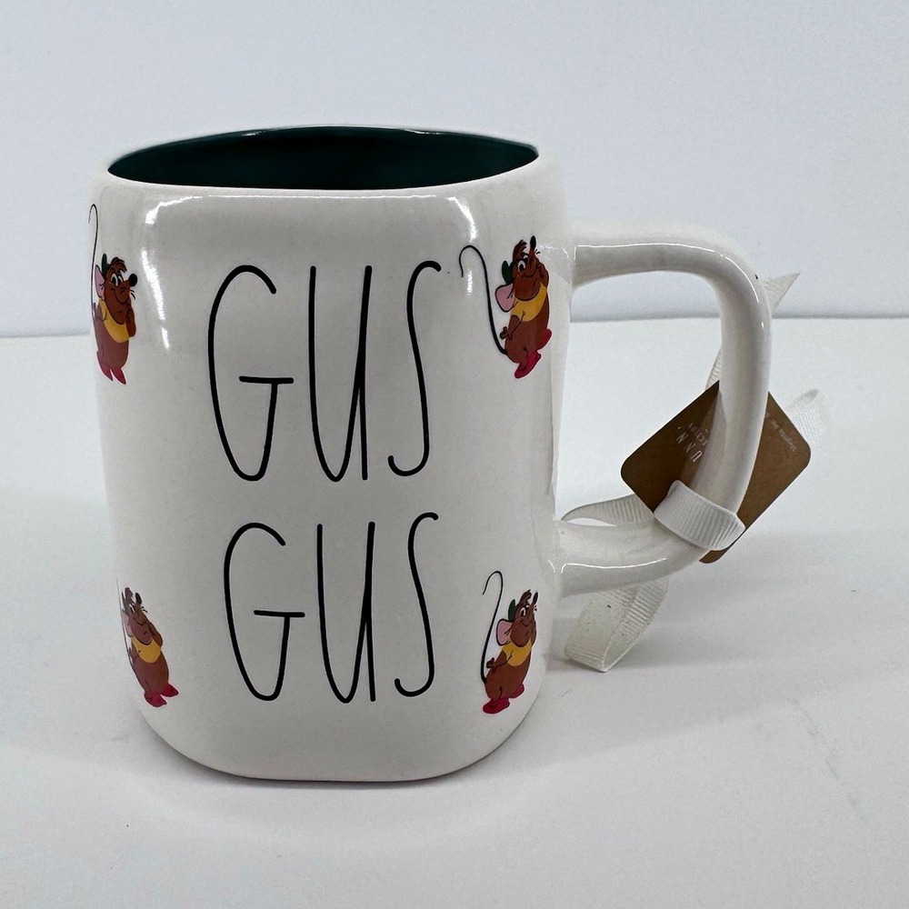 Rae Dunn Disney Cinderella Gus Gus Mug NWT Artisan Collection Green Interior